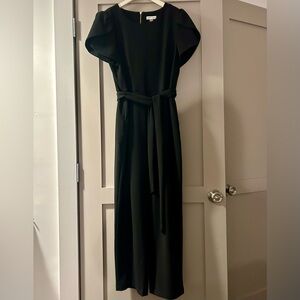 EUC Elegant Black wide leg Jumpsuit with gold zipper accent up back